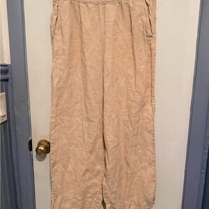 Tahari Relaxed Linen Wide-Leg Pants - Beige